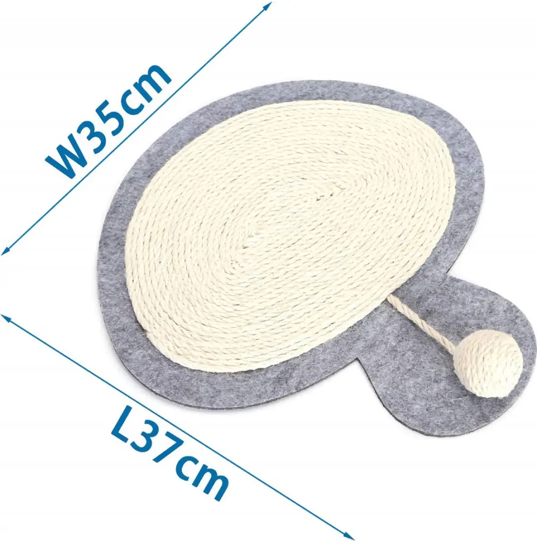 Nobleza Krabmat Kat met Speelbal - 37x35cm - Grijs/Beige