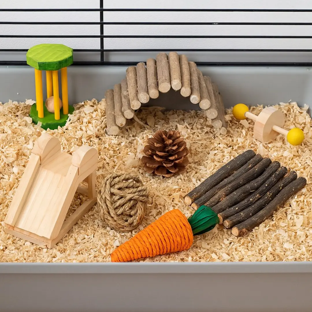 Nobleza Knaagdier Speelgoed Set 8-delig - Houten Hamster/Cavia Speeltjes