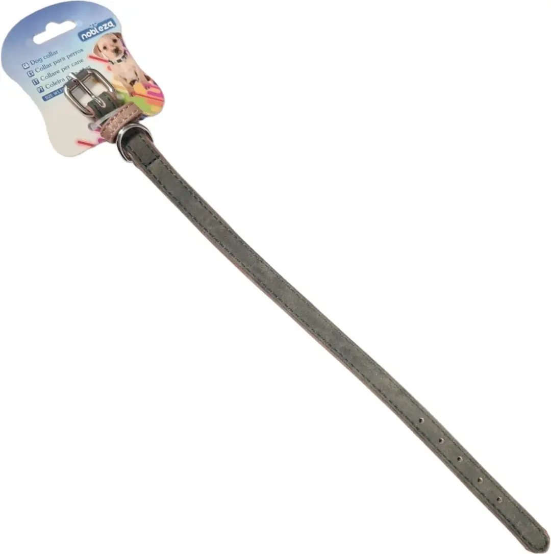 Nobleza Hondenhalsband L - Kunstleer 2,5cm - Groen/Bruin