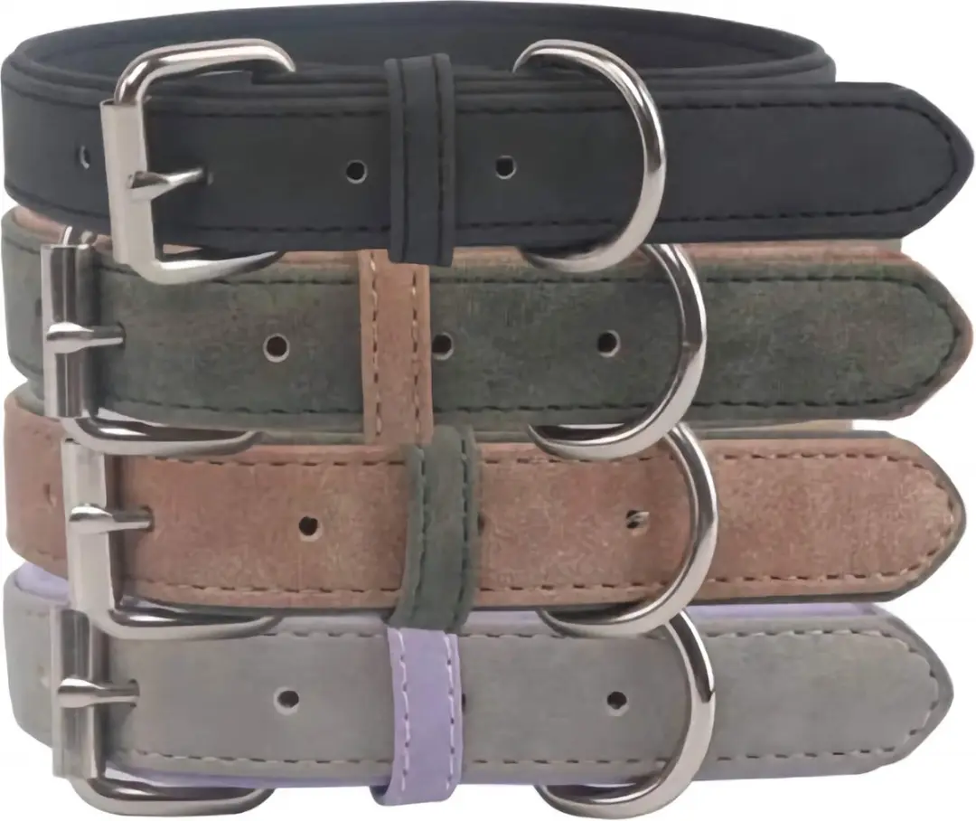 Nobleza Hondenhalsband L - Kunstleer 2,5cm - Groen/Bruin