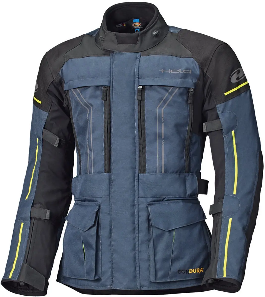 Held Pentland Donkerblauw Geel Waterdicht Textiele Motorjas