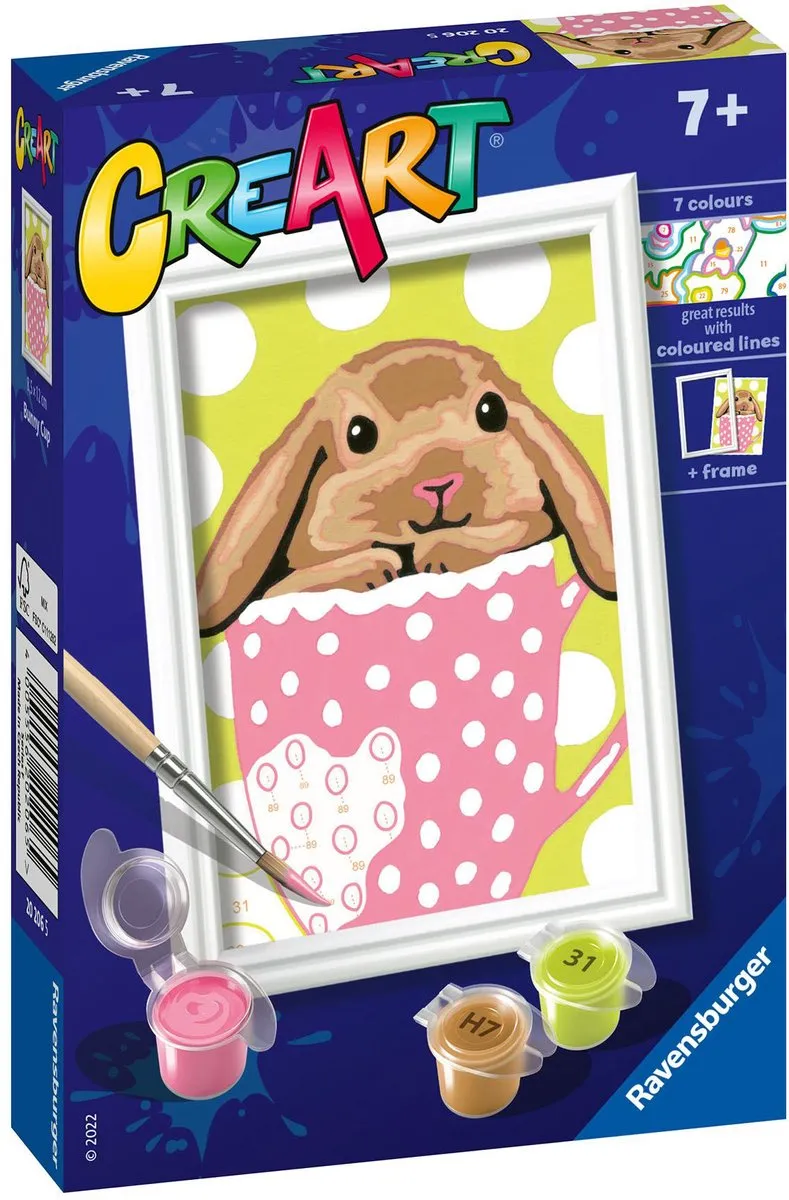 Ravensburger CreArt Bunny Cup Schilderen op nummer - Multicolor - 15 Kleuren