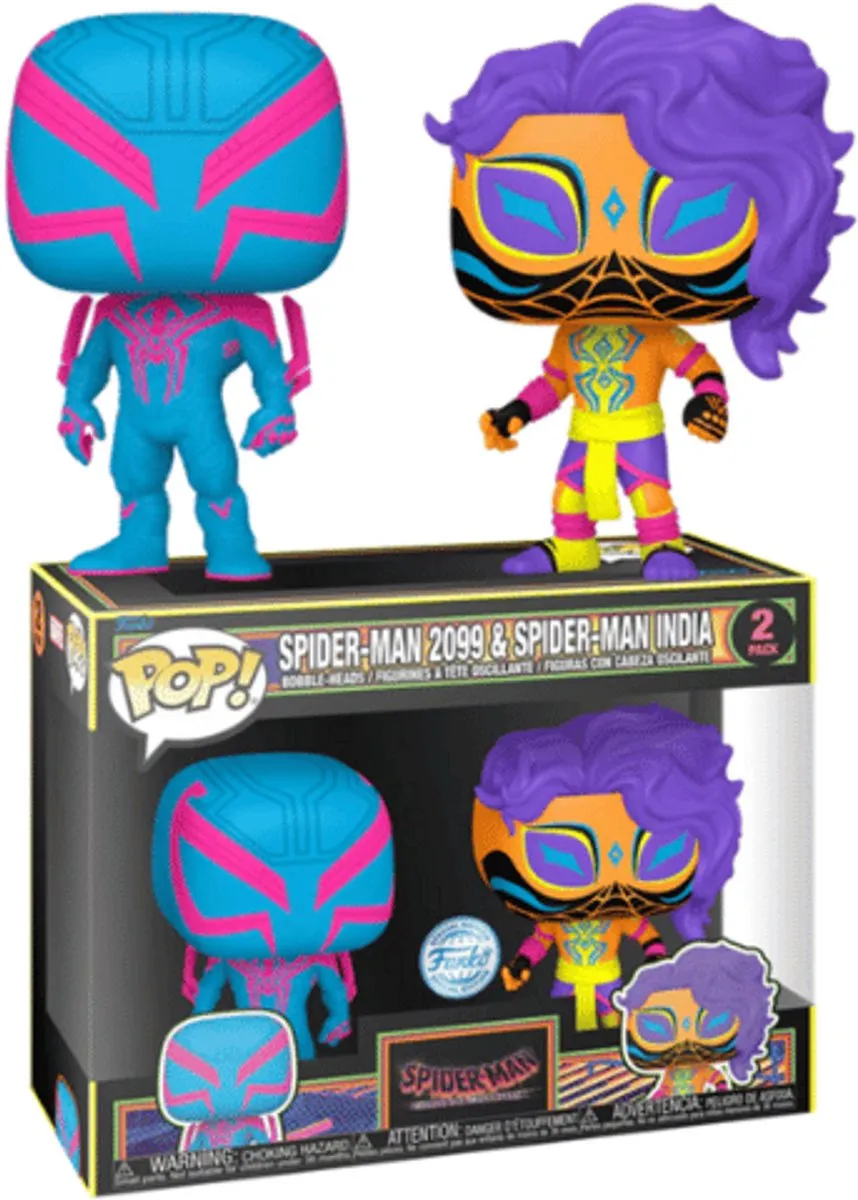 Funko Pop! Spider-Man 2099 & Spider-Man India Blacklight Exclusief - Multicolor