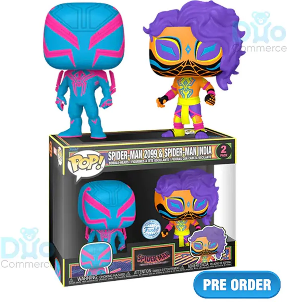 Funko Pop! Spider-Man 2099 & Spider-Man India Blacklight Exclusief - Multicolor