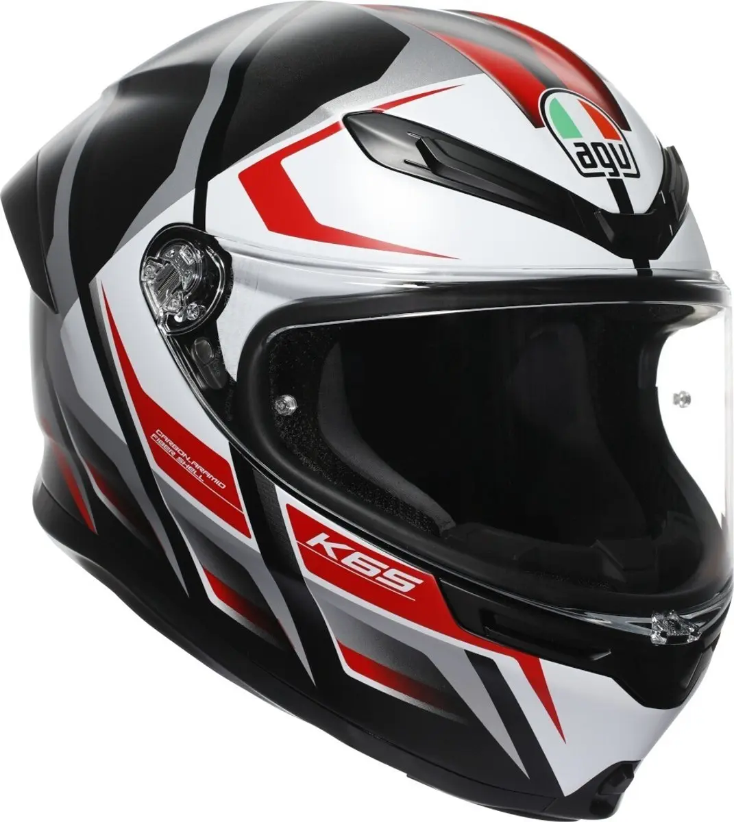 AGV K6 S Karve Mat Zwart Rood Wit Integraalhelm