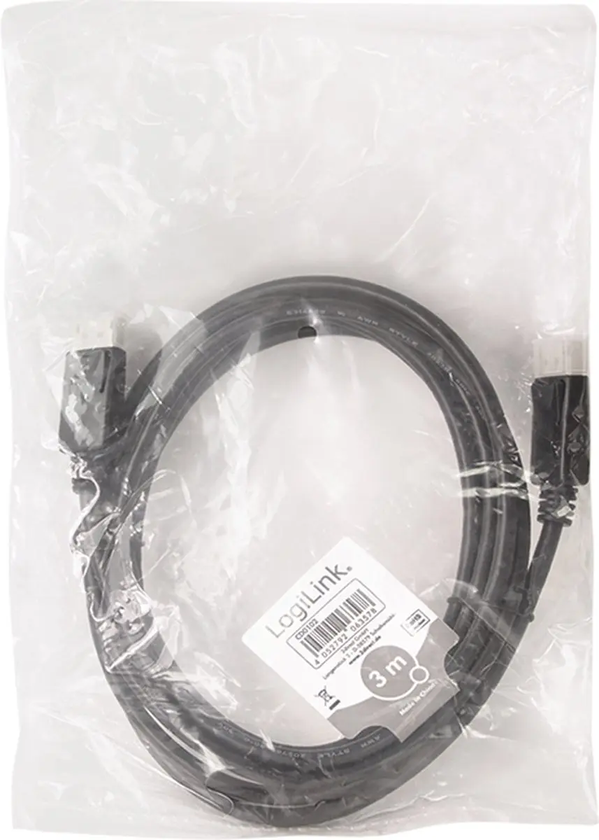 Logilink DisplayPort Kabel 3m - Zwart