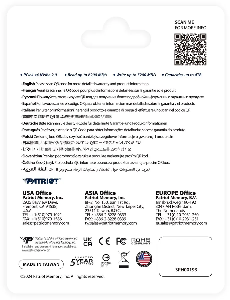 Patriot P400 Serie P400VP4TBM28H SSD - 4TB - NVMe