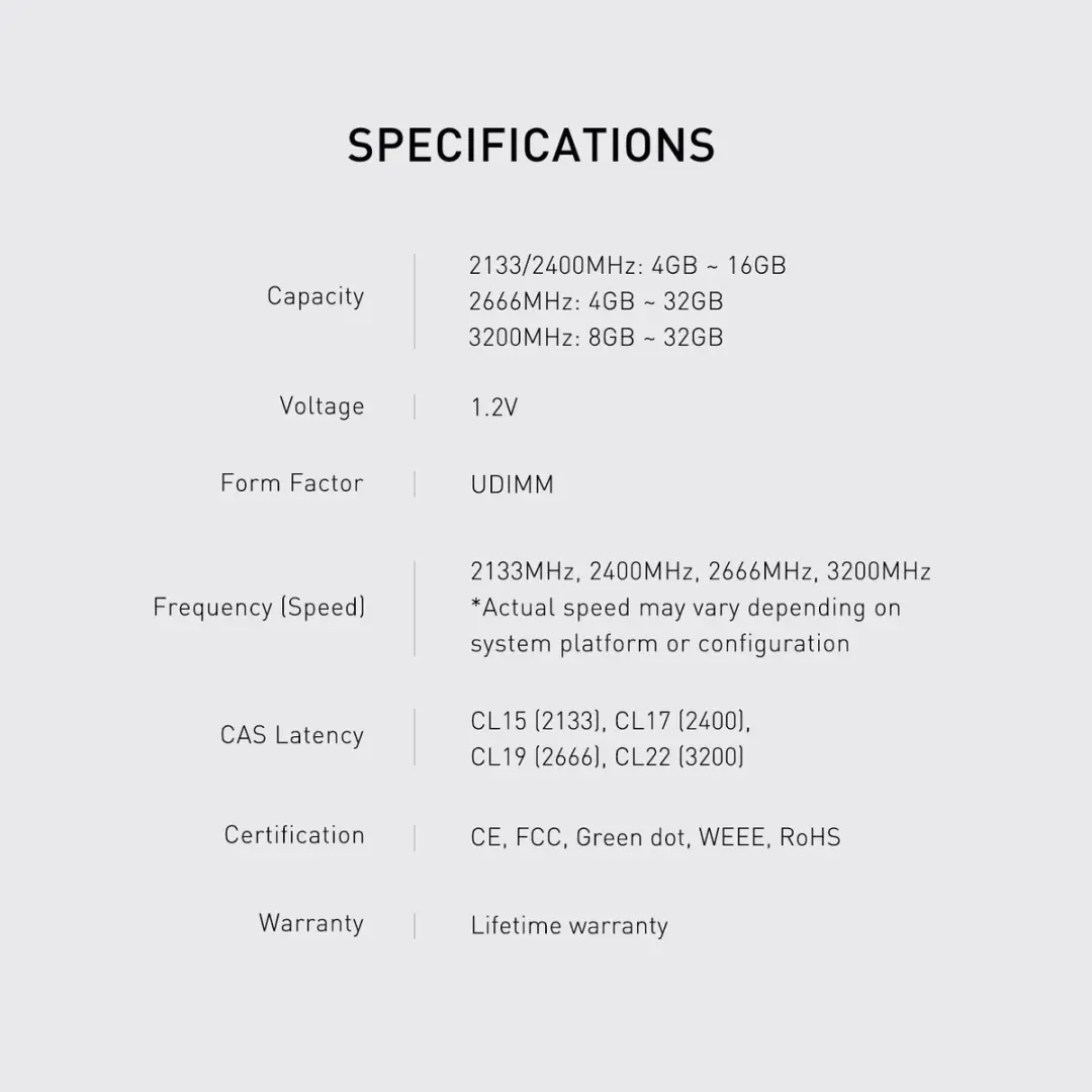 Silicon Power SP008GBLFU320X02 DDR4 RAM 8GB 3200MHz