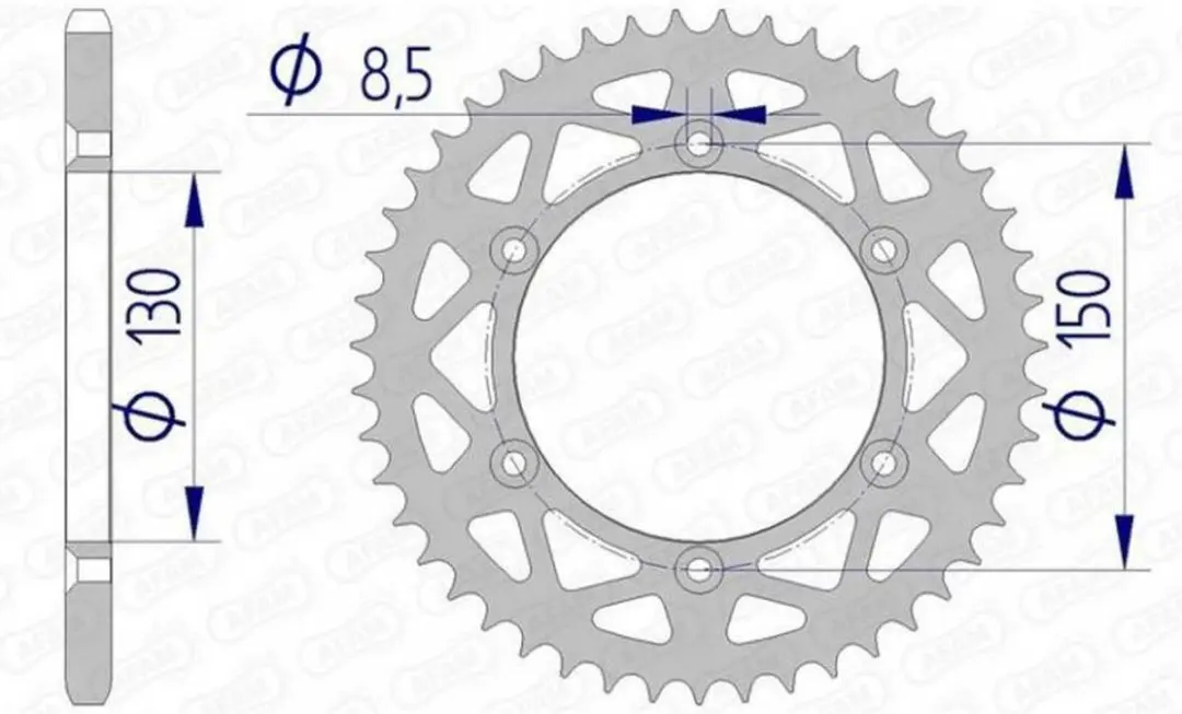 AFAM-tandwiel voor Yamaha 400 YZF-motorfiets na 1999, 49 tanden, steek 520, ø 1