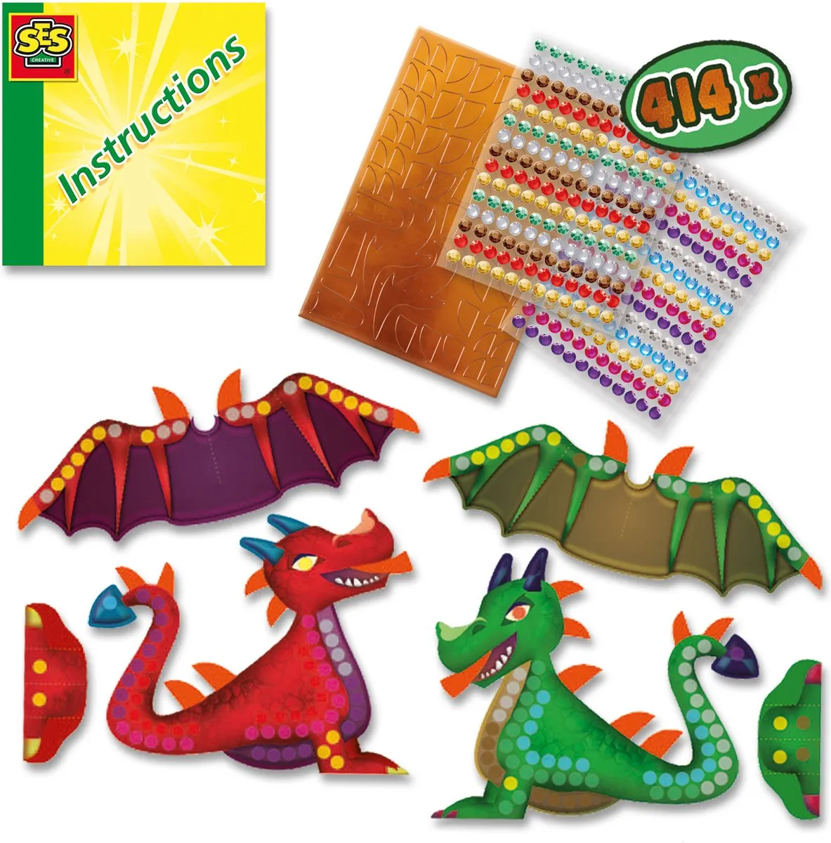 SES Creative Metalen Draken Knutselset - 2 Stuks - Meerkleurig