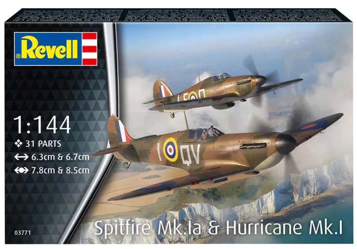Revell 03771 Spitfire Mk.1a & Hurricane Mk.1 Modelbouwpakket 1:144 - Multi