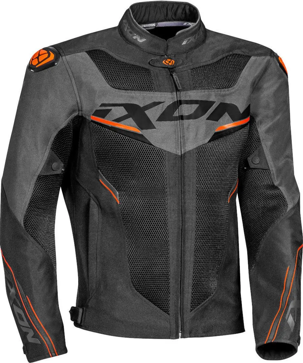 Ixon Draco Zwart Antraciet Oranje Textiele Motorjas