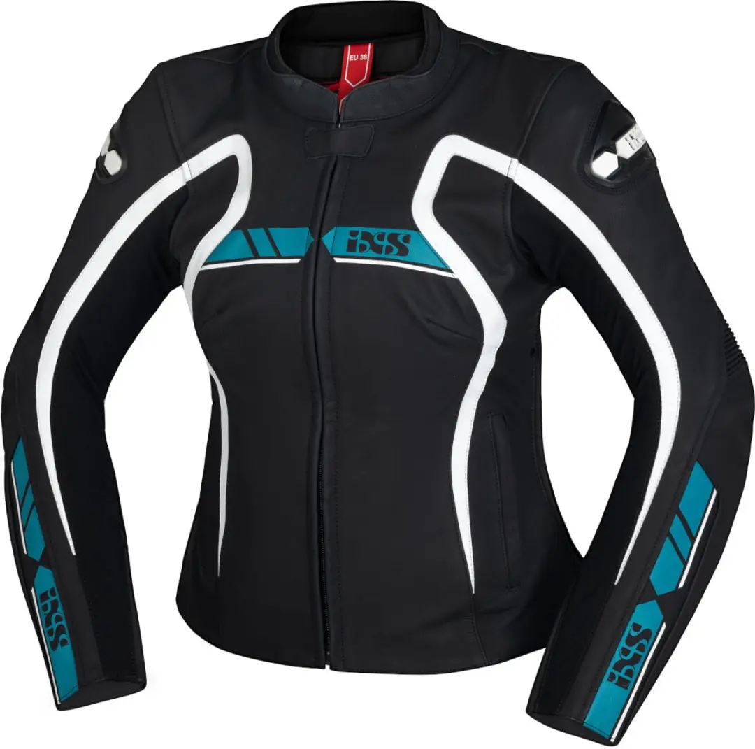 IXS RS-600 1.0 Dames Zwart Cyaan Leren Motorjas