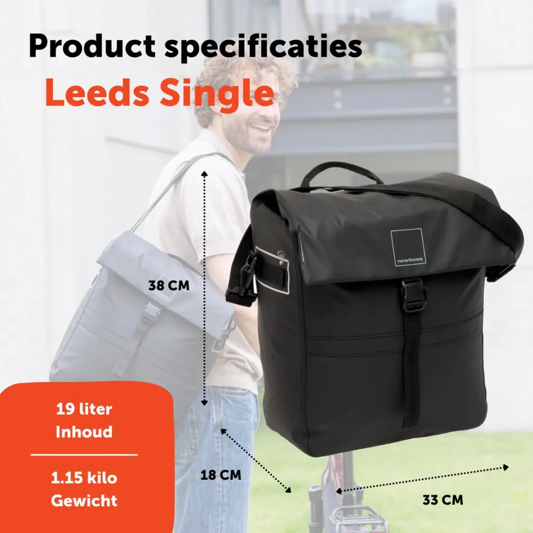 New Looxs Leeds Single Fietstas 19L - Zwart