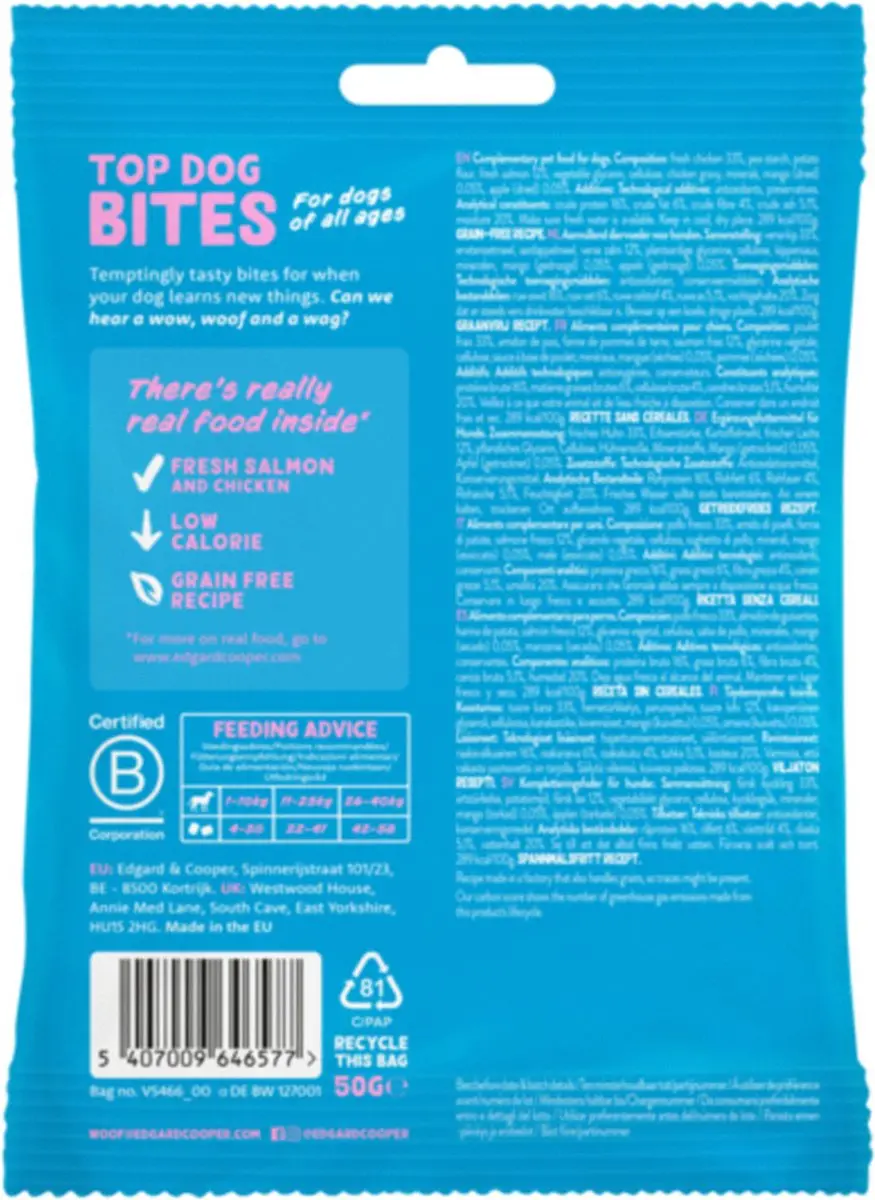 Edgard & Cooper Bites Small Hondensnacks Zalm 50g