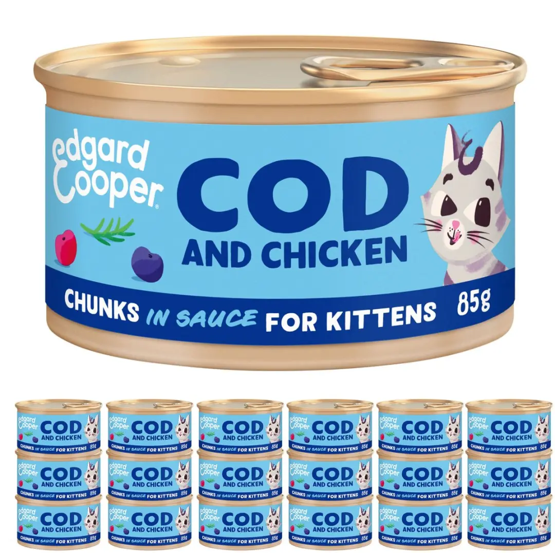 Edgard & Cooper Junior Natvoer Gesteriliseerde Kitten 18x85g Kabeljauw & Kip