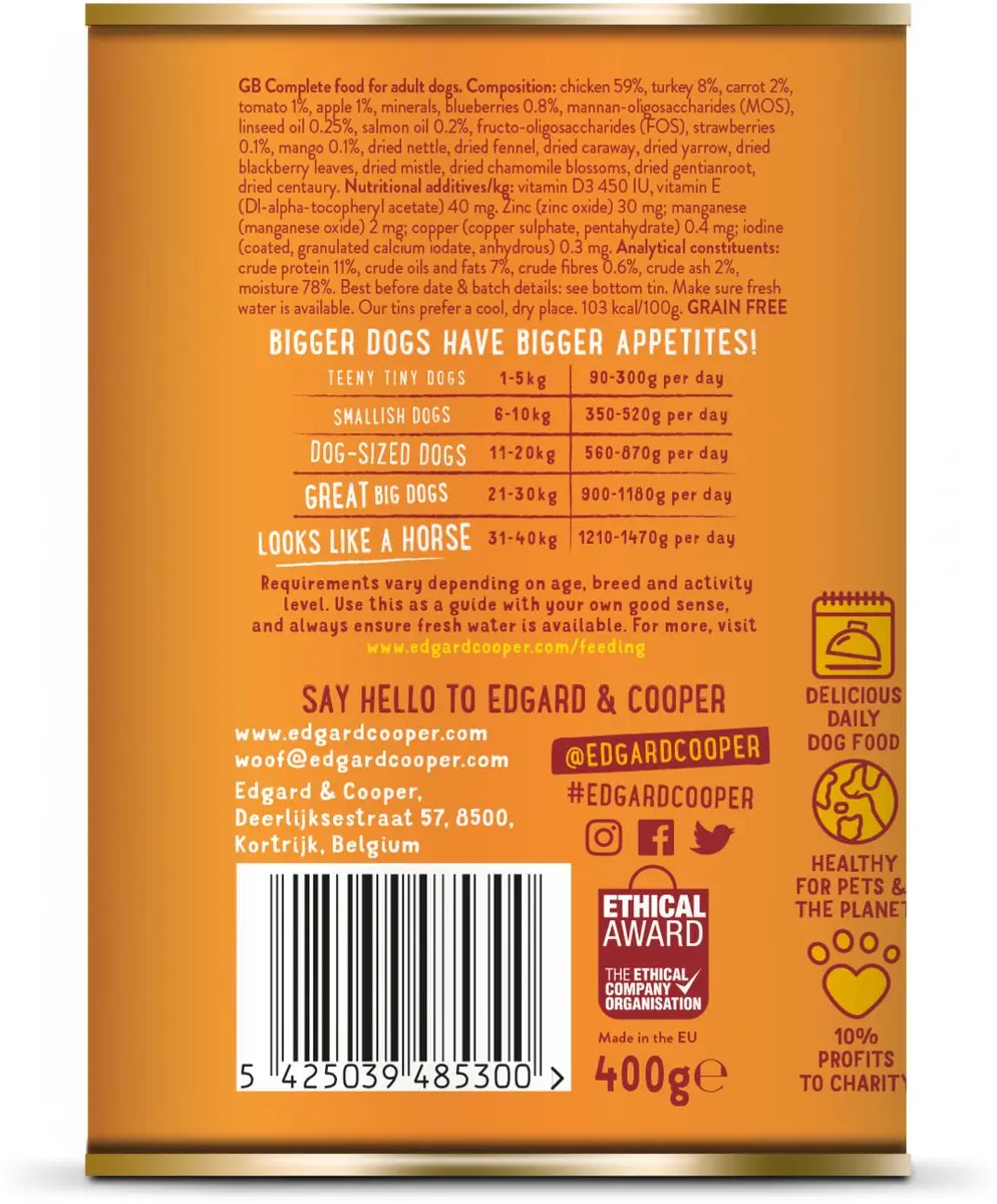 Edgard & Cooper Kip & Kalkoen Hondenvoer 400g