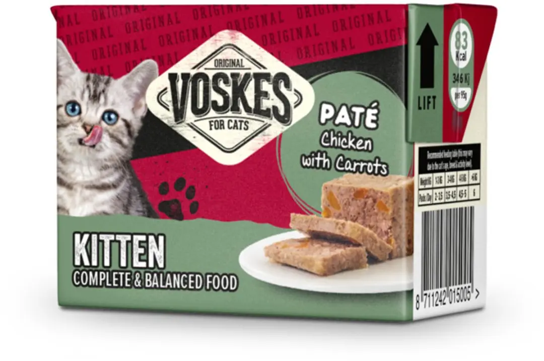 Voskes Original Paté Kitten Kip & Wortelen - 8 Stuks