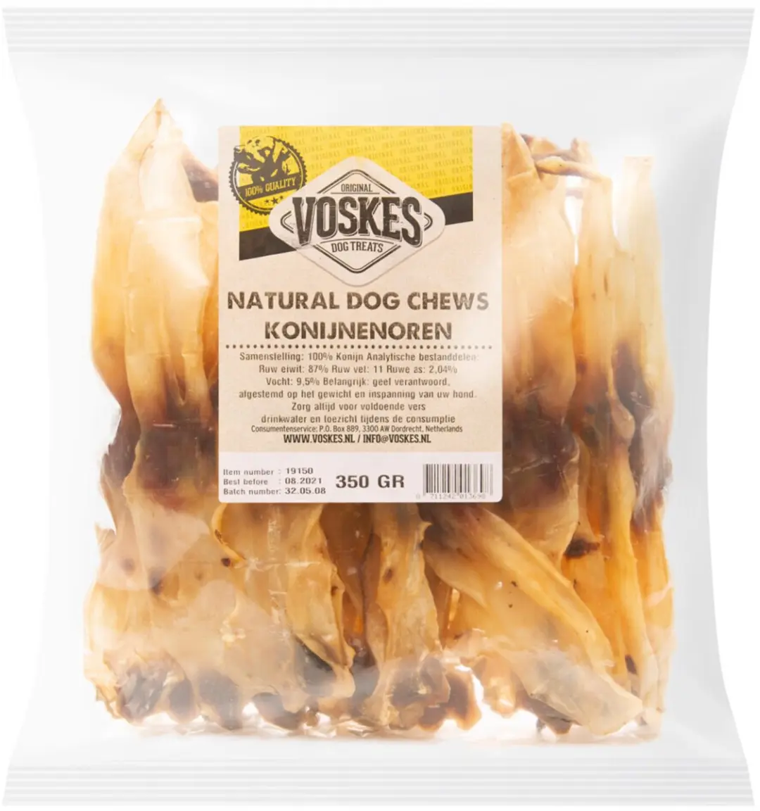 Voskes Konijnenoren Hondensnacks 350g