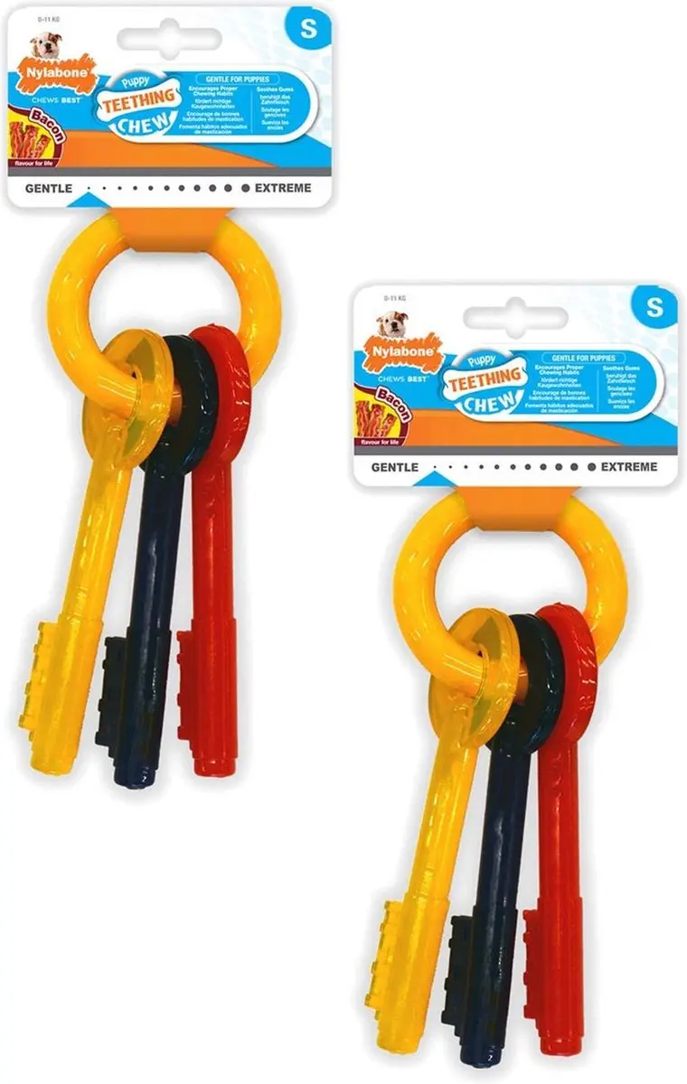 Nylabone Puppy Teething Key Flexible Geel&Blauw&Rood