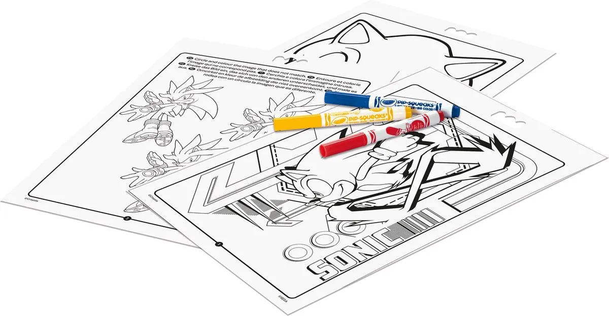 Crayola Sonic Kleurboek - 32 Kleurplaten & 7 Mini Viltstiften - Veelkleurig