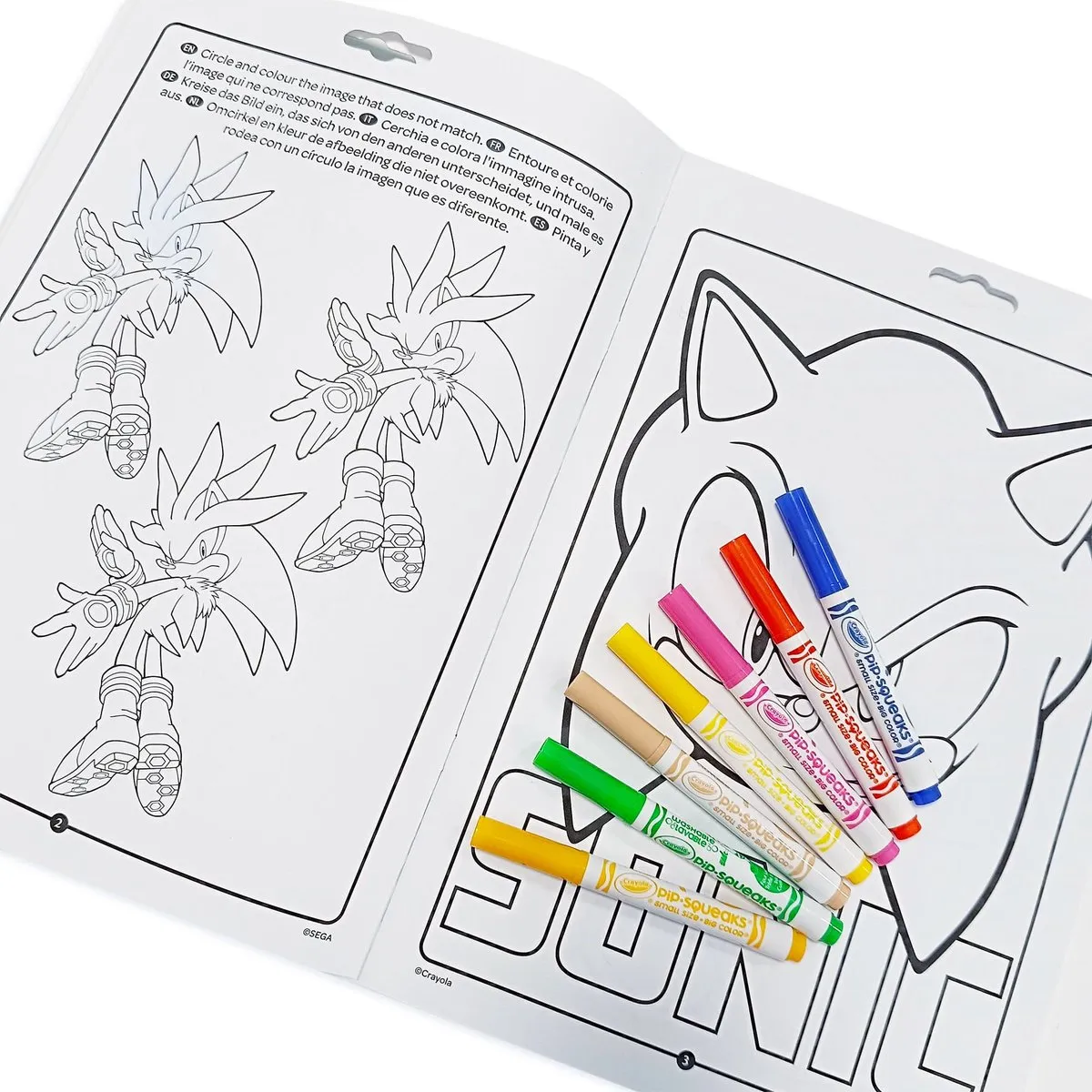 Crayola Sonic Kleurboek - 32 Kleurplaten & 7 Mini Viltstiften - Veelkleurig