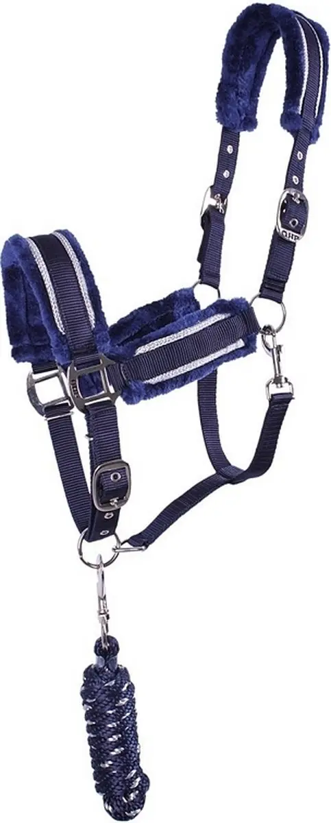 QHP Halsterset Dolci Donkerblauw-zilver - Cob