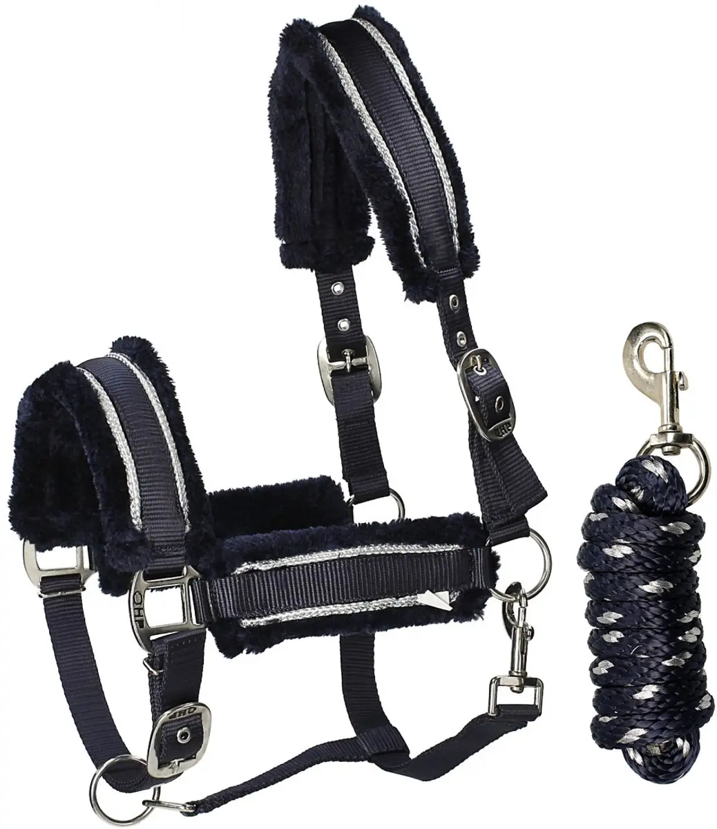 QHP Halsterset Dolci Donkerblauw-zilver