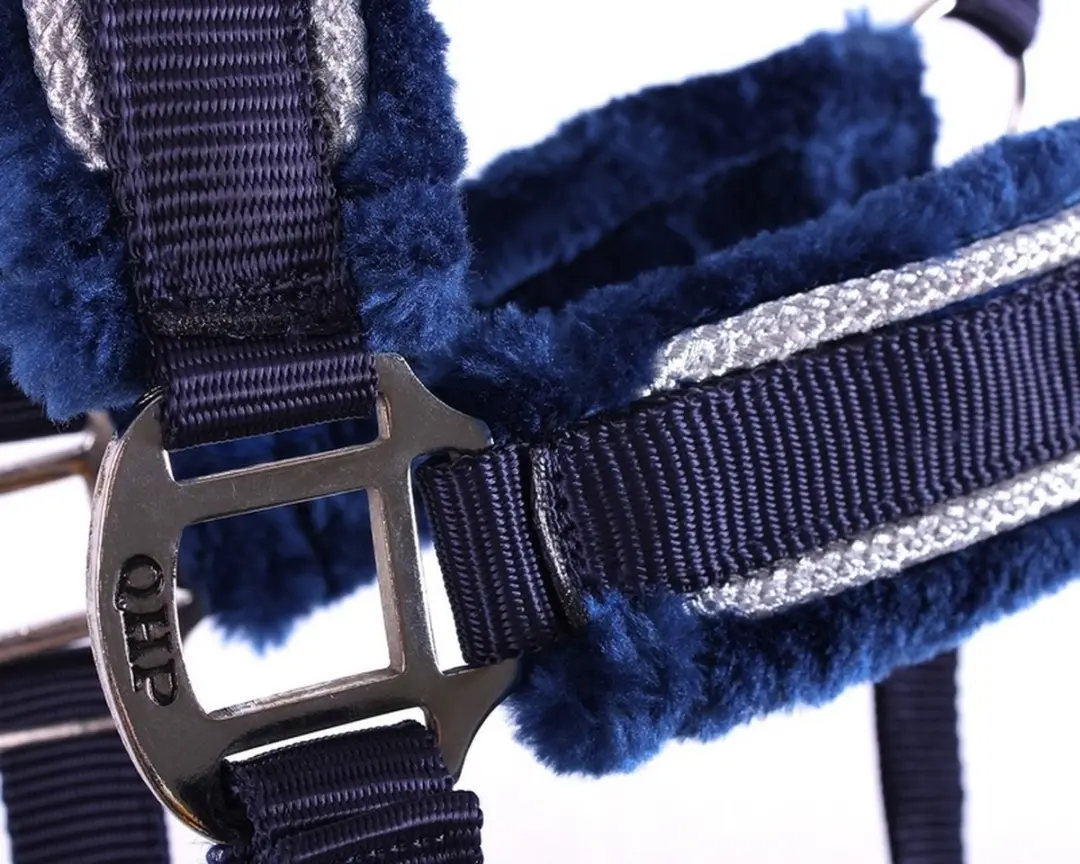 QHP Halsterset Dolci Donkerblauw-zilver - Cob