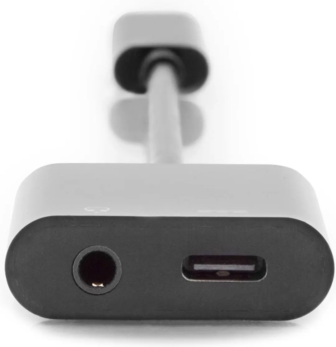 Digitus AK-300400-002-S Audio Adapterkabel - USB-C naar 2x USB-C & 3,5mm Jack - Zwart
