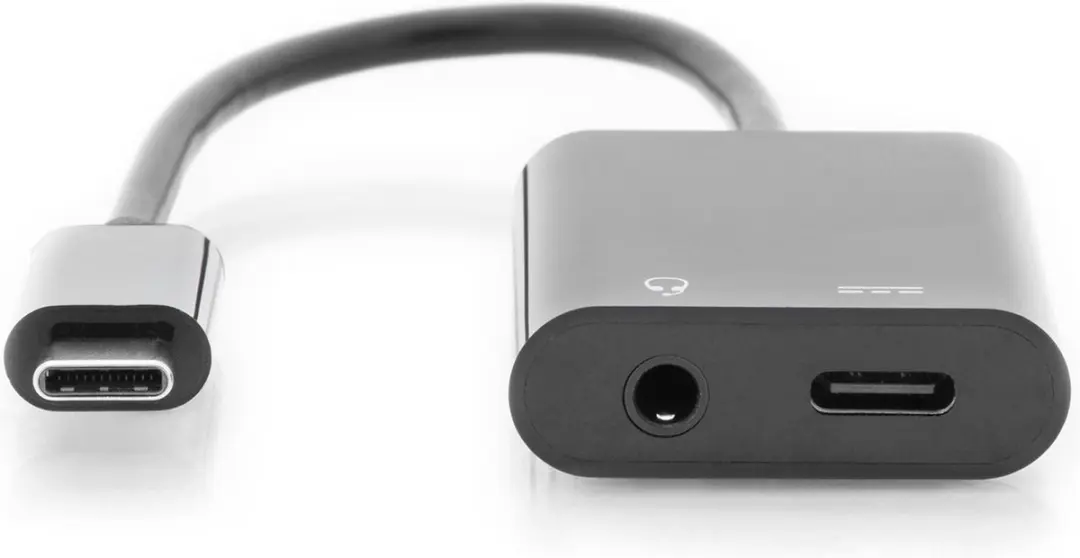 Digitus AK-300400-002-S Audio Adapterkabel - USB-C naar 2x USB-C & 3,5mm Jack - Zwart
