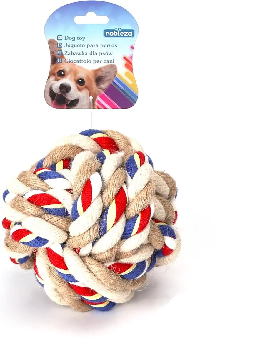 Nobleza Touwbal voor Honden - Kauw- en Apporteerbal 7,5cm