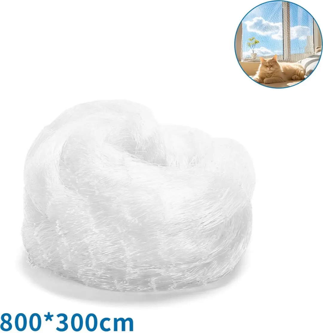 Nobleza Kattennet 3x8m - Transparant - UV-bestendig