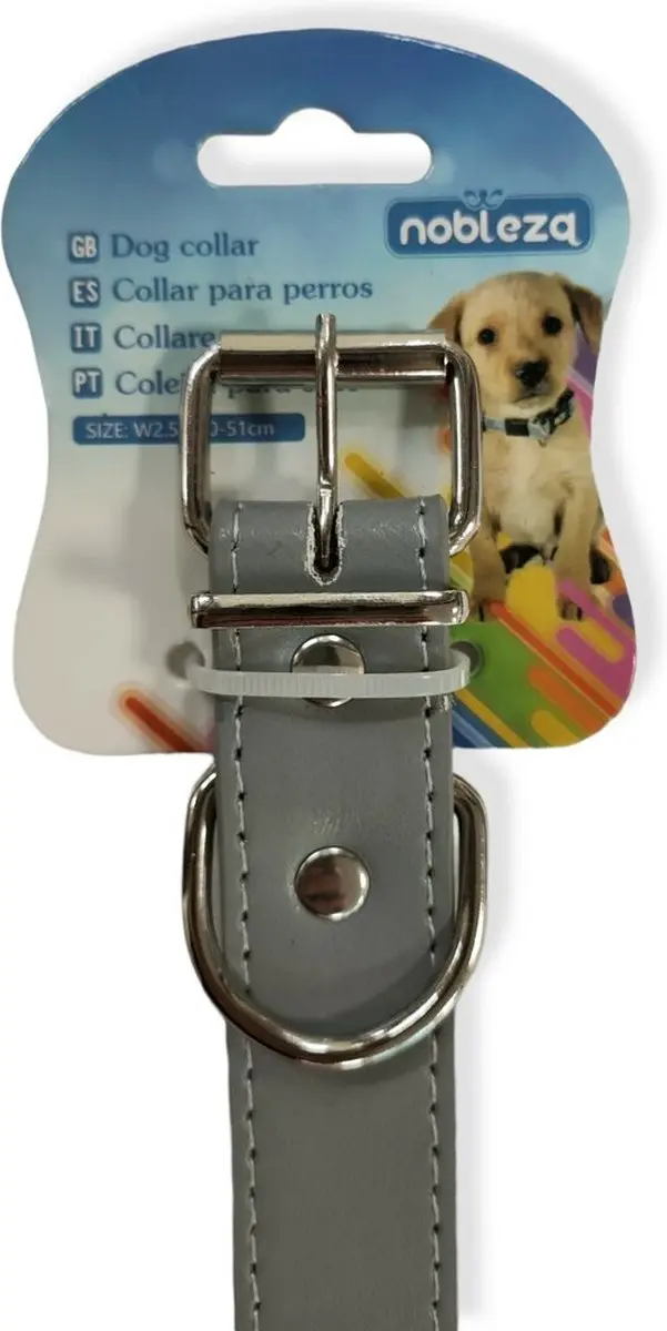 Nobleza Hondenhalsband M - Verstelbaar 32-40cm - Grijs