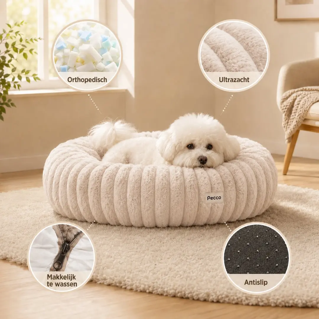 Pecco Orthopedische Hondenmand 60cm - Beige - 2-in-1
