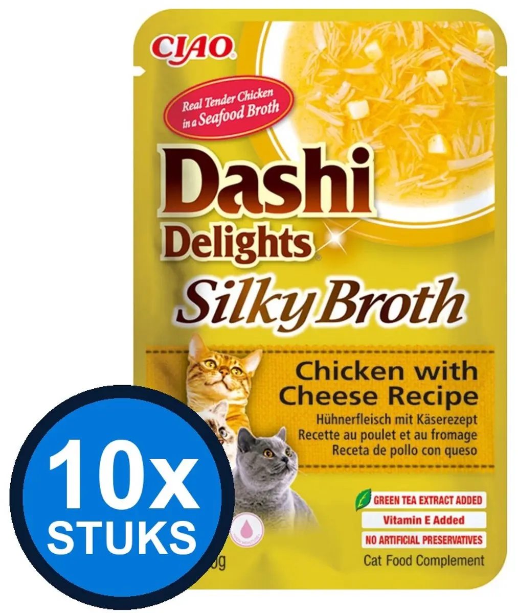 10x Ciao Dashi Delights silky broth cat chicken&cheese 40gr