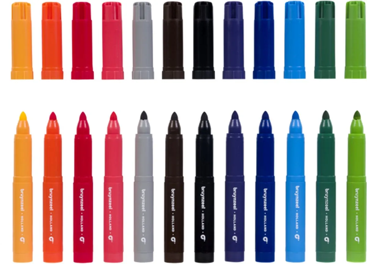 BRUYNZEEL Kids Big Point Viltstiften - 12 Stuks Assorti
