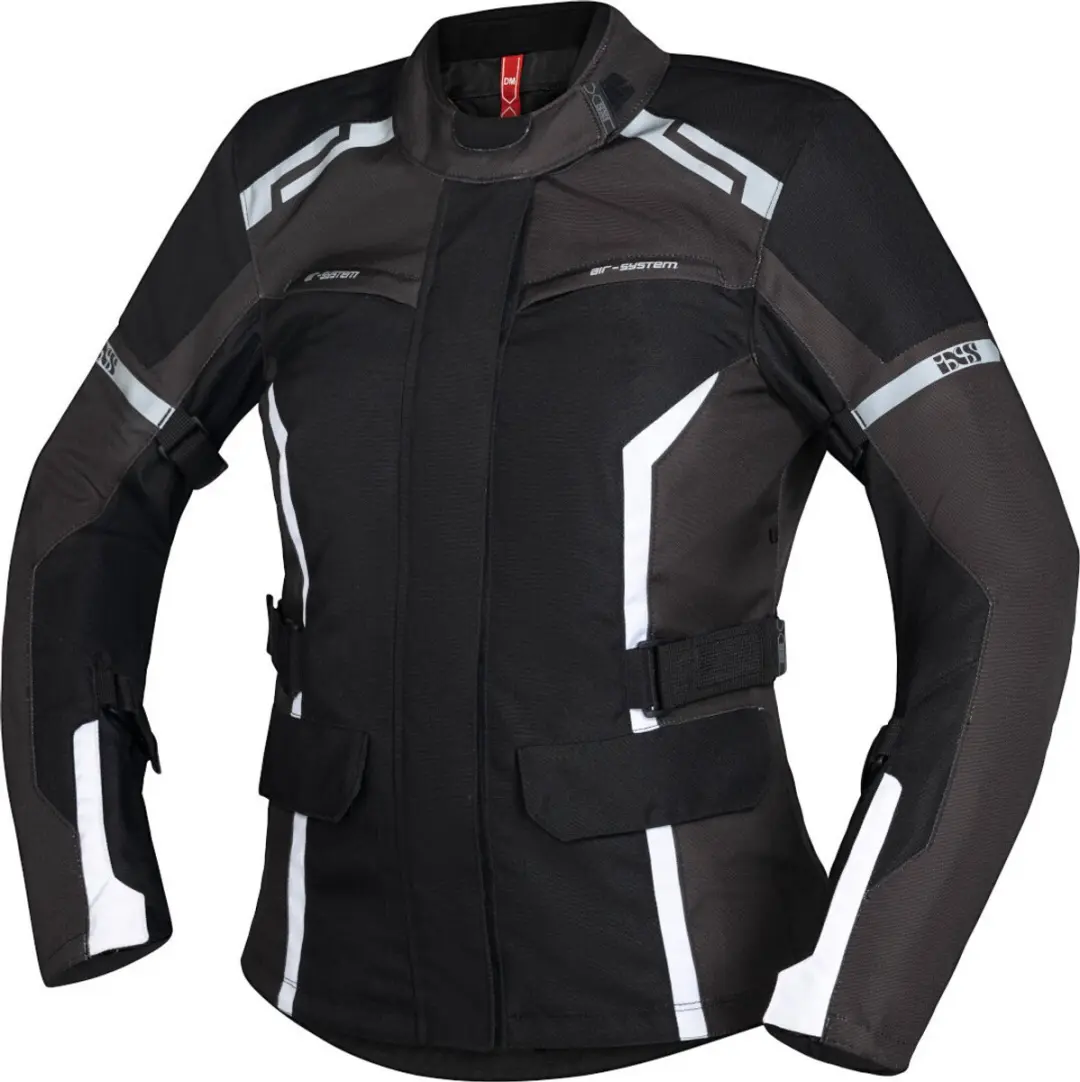 IXS Evans-ST 2.0 Waterdichte Dames Touring Zwart Grijs Wit Textiele Motorjas