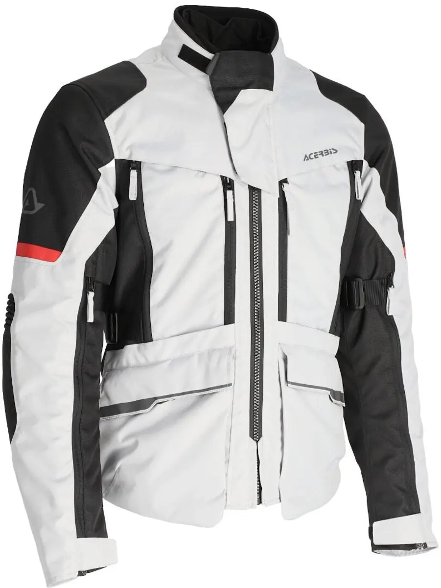 Acerbis X-Rover Grijs Zwart Rood Waterdichte Textiele Motorjas