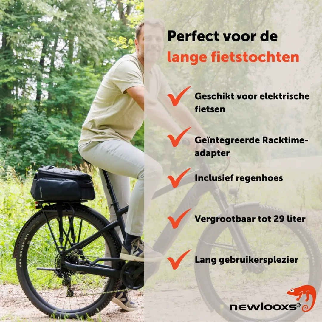 New Looxs Sports Trunkbag Racktime Fietstas - 31L - Zwart - afbeelding 6 van 6