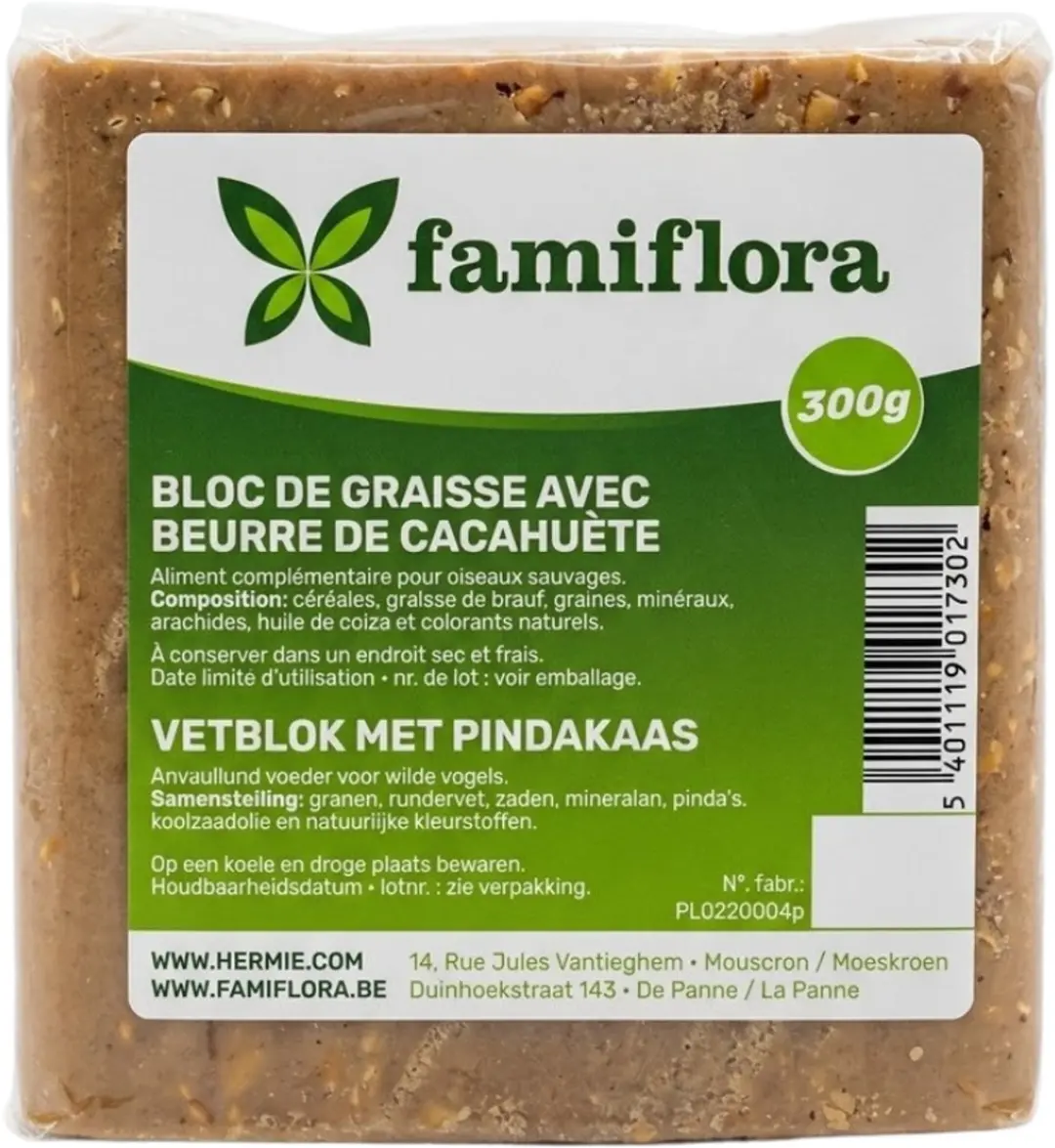 Famiflora Vetblok Pindakaas Tuinvogels - 24 Stuks
