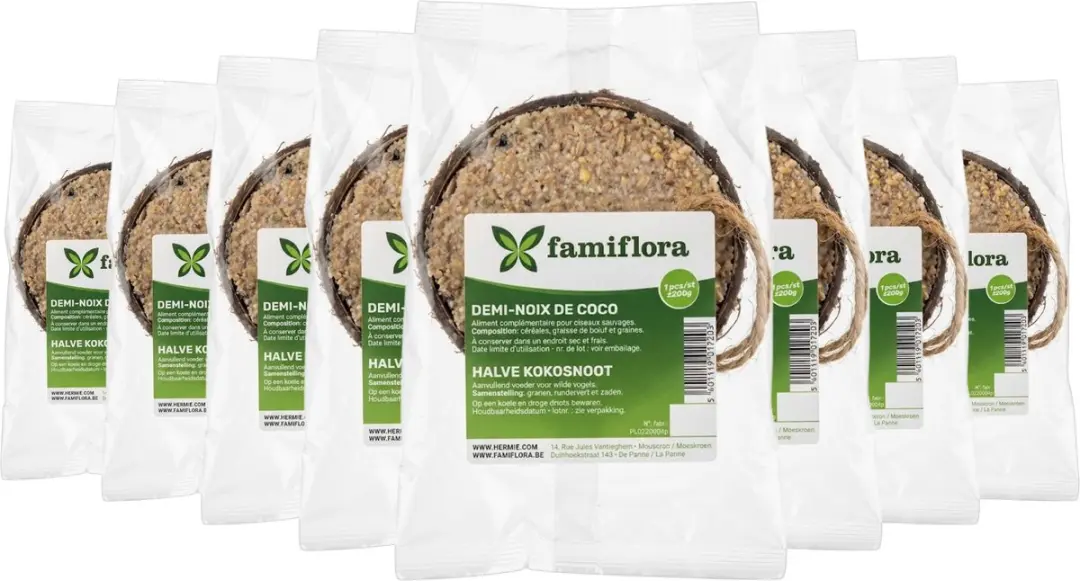 Famiflora Halve Kokosnoot Vogelfutter 8 Stuks
