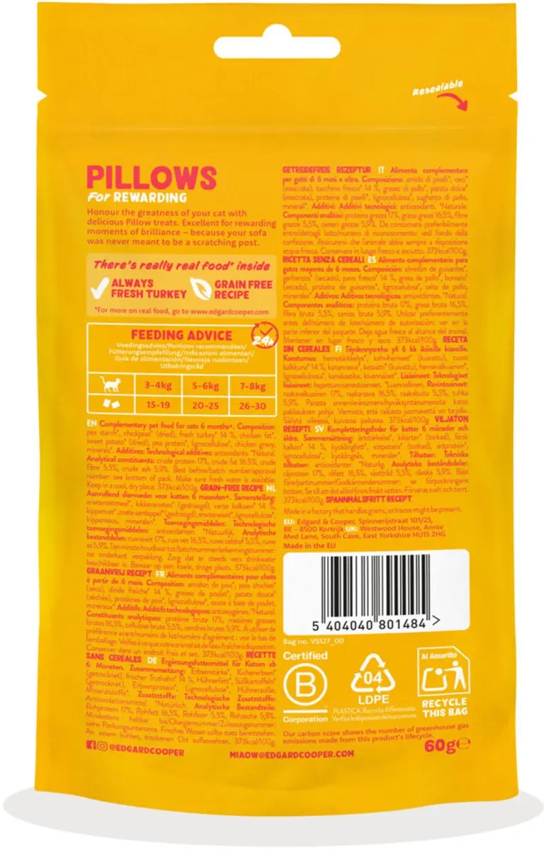 Edgard & Cooper Adult Pillows Kalkoen 8x60g
