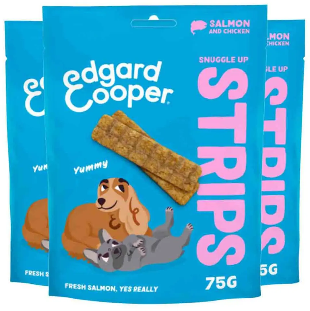 3x Edgard & Cooper Adult Strips Zalm & Kip 75 gr