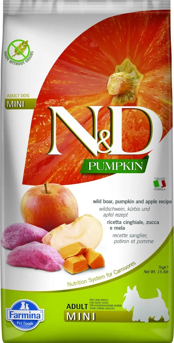Voer Farmina Adult Mini Volwassen Appel Pompoen Wild zwijn 7 kg