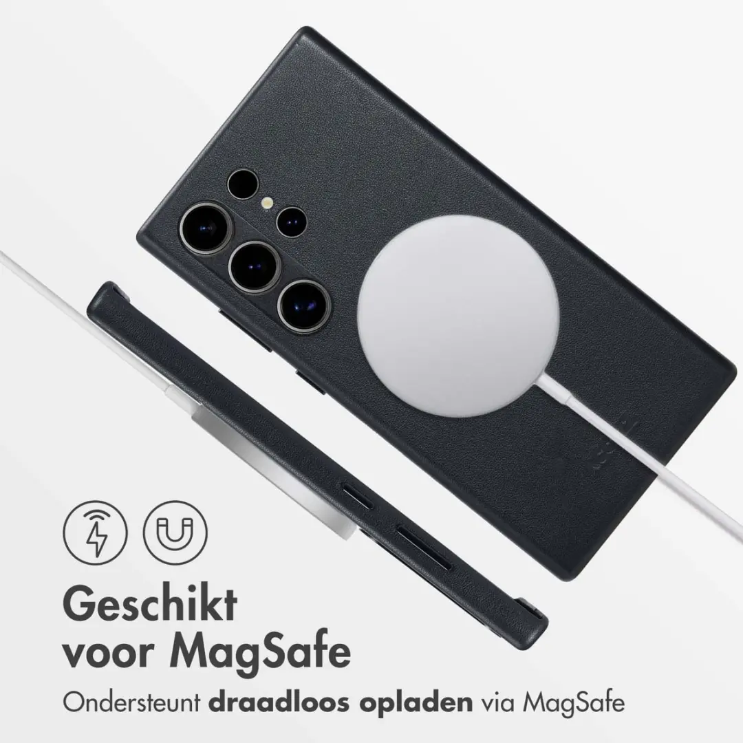 Accezz Hoesje Samsung Galaxy S24 Ultra Magnetisch Leder - Black
