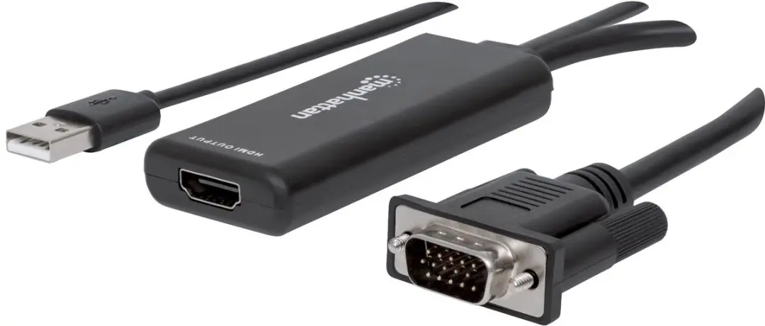 Manhattan VGA en USB-A naar HDMI converter, 1080p@60Hz, analoge VGA-video + USB-