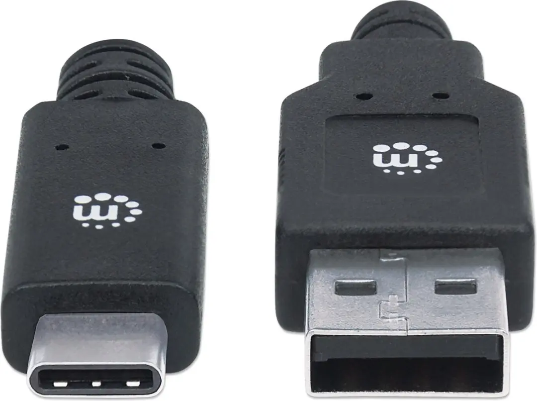 Manhattan 354974 USB-C naar USB-A Kabel 2m - 5Gbps - Zwart