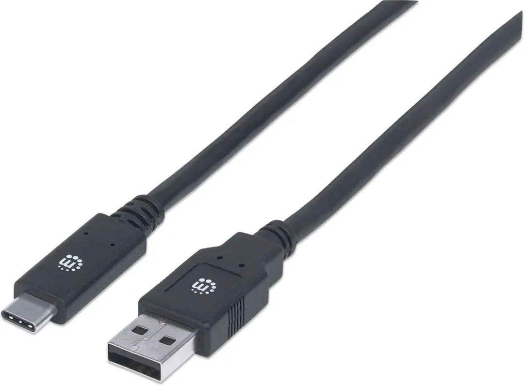 Manhattan 354974 USB-C naar USB-A Kabel 2m - 5Gbps - Zwart