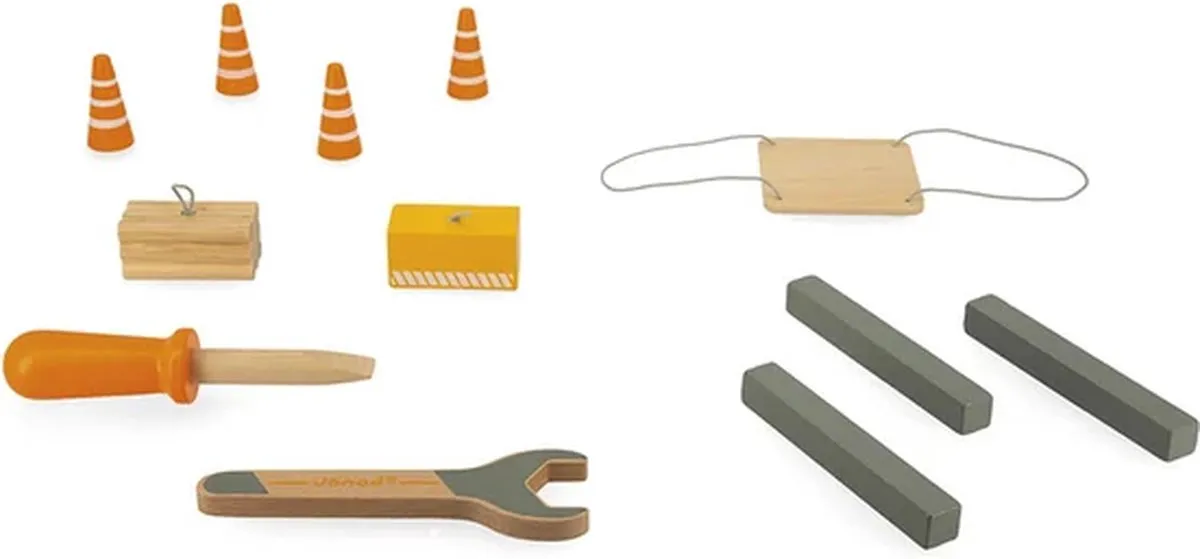Janod Bolid J06468 Grote Houten Kraan - 74cm - 10 Accessoires - afbeelding 6 van 6